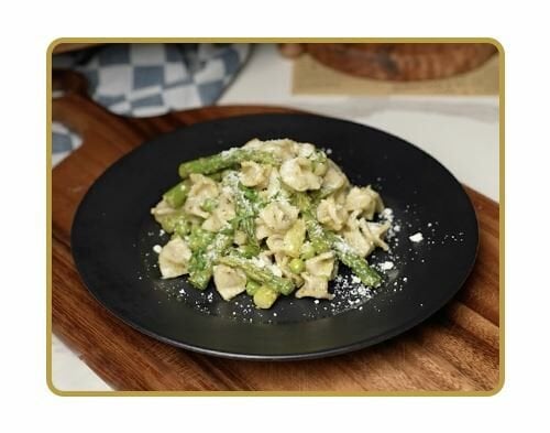Dry Age Bundle Ravioli with Asparagus and Peas