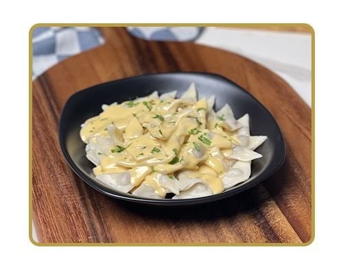 Triangle Ravioli with Three Cheese Sauce