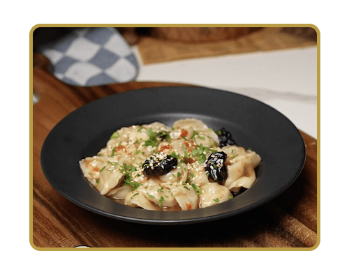 Far Eastern Style Rose Ravioli with Prunes